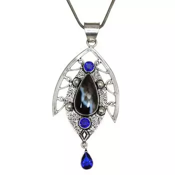 Gray Botswana Agate Tanzite Mother s Day Silver Jewelry Pendant 3.25