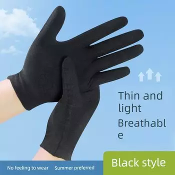 Gray Cloth Gloves Women s Thin Summer Outdoor Sport Climbing Hiking Cycling Sun Protective Sweat-Absorbing Men Breathable Five Fingers Black 5 pairs of light cotton L