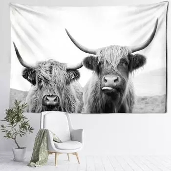 Серый гобелен Niutou, настенный художественный животных, абстрактный хиппи, тапиз, богемный домашний декор, фоновая ткань 95x70CM