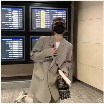 Gray Small Casual Loose Pants Suit Gray suit Tops M.