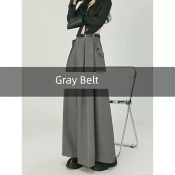 Gray Spring, Summer, Autumn Stylish Large Swing Suit Skirt Grey L