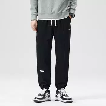 Gray Tiest Trousers Men s Spring and Autumn Loose Heavy American Casual Trousers Spring Sports Pants New M чёрный