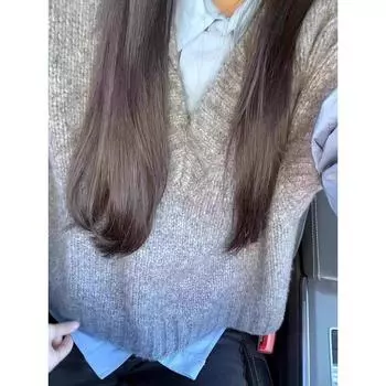 Gray V-neck Vest Vest Shirt Two-piece Set Waistcoat Grey vest L [Suggested 52.50 kg-57.50 kg]]