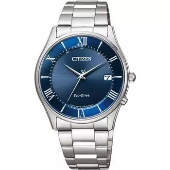 Гражданин AS1060-54L ( Часы CITIZEN COLLECTION Eco-Drive радиоуправляемые Дата Металлический ремешок Синий) Круглый