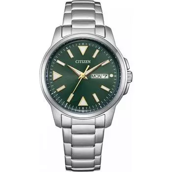 [Гражданин] BM8180, 71 Вт, фотоэлектрический Eco Drive, день, дата, 3 руки, водонепроницаемый ночник, простые зеленые часы, серебро
