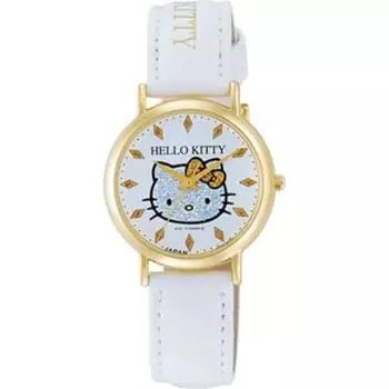Гражданская женская 0009N003 ( Смотреть Q&Q Hello Kitty Смотреть) Круглые часы из белой латуни, аналоговые