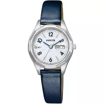 Гражданская женская KH3-517-10 ( Смотреть wicca Solar-Tech Day&Date) Круглые часы Navy из нержавеющей стали, аналоговые