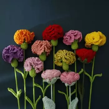 Great Attractive Clear Texture Fake Flower Wool Hand Woven Carnation Friends Gift Home Decor