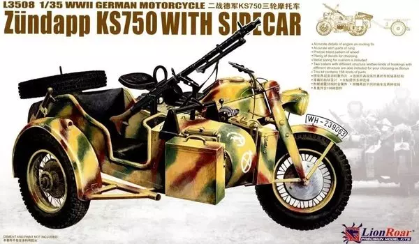 Great Wall Hobby немецкий армейский военный мотоцикл KS750 Sidecar типы прицепов Пластиковая модель L3508 Литье Цвет 1/35 (2 включены)