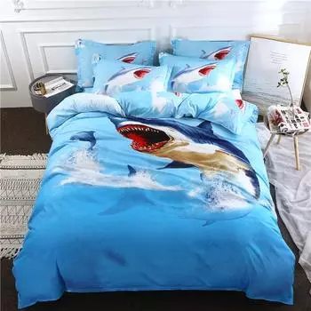 Great White Sharks Duvet Cover Set King Queen Full Single Size Bed Linen Set EU single(135x200cm)