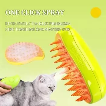 Гребень для домашних животных Щетка для собак Электрическая стрижка кошек для собак Паровые принадлежности Спрей 3-в-1 Уход Удаляет колтуны Товары для дома и сада Домашние животные S зелёный