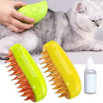 Гребень для домашних животных Щетка для собак Электрическая стрижка кошек для собак Паровые принадлежности Спрей 3-в-1 Уход Удаляет колтуны Товары для дома и сада Домашние животные S зелёный