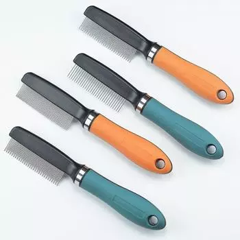 Гребень для кошек Товары для домашних животных Расчесывание кошек Специальное средство для удаления шерсти Длинная шерсть Короткая шерсть Расческа для кошек с открытым узлом Расческа для блох с густыми зубьями