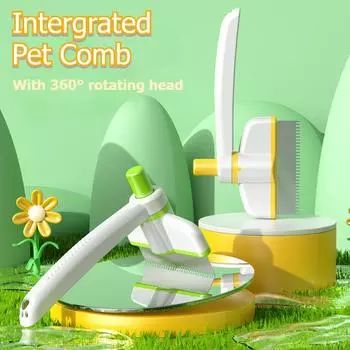 Гребень для кошек, встроенный, специальный вращающийся гребень для удаления шерсти у кошек, бытовой скребок и очиститель для шерсти домашних животных, массажный инструмент для домашних животных, принадлежности для собак зелёный