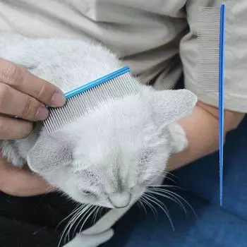 Гребень для удаления блох из плотной стали для домашних животных, щетка для чистки собак, расческа для чистки красный