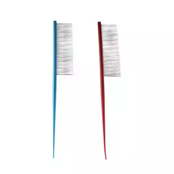 Гребень для удаления блох с густыми зубьями, нержавейка, расческа для удаления вшей и блох красный