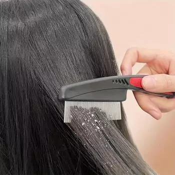 Гребень для волос с мелкими зубьями из нержавеющей стали для густых волос, прочная ручка из АБС-пластика, 1 шт. - Гребень для удаления вшей и перхоти для взрослых