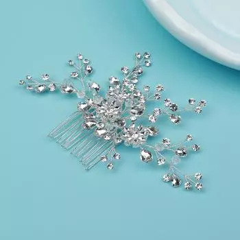 Гребень для волос со стразами, ручная работа, сплав, гребень для волос, подиумное платье, темперамент, свадебный головной убор, аксессуары для волос серебряный