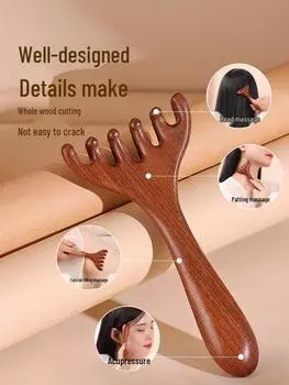 Гребень массажный для кожи головы и волос из сандалового дерева и рога оленя, с пятью зубцами, для мужчин и женщин