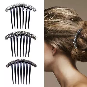 Гребень со стразами, аксессуары для волос, простые темпераментные челки, пластина для волос, зубной гребень, универсальный головной убор чёрный