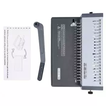 Машина для переплета книг с ручкой, 21 отверстие, формат А5, 250 листов, переплет 18 листов