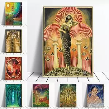 Греческая Богиня Языческая Ведьма Миф Настенный Художественный Плакат Психоделический Богемный Цыганский Холст Картины Богиня Сома Печать Украшения Картина Без Рамки 21*30cm