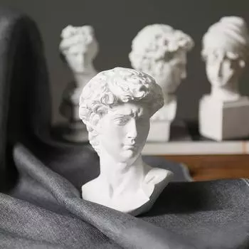 Греческая статуя Давида, бюст, голова, скульптура Микеланджело, декоративные фигурки, домашний офис, украшения для журнального столика в гостиной белый