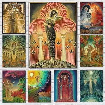 Греческий миф, богиня, ведьма, языческий настенный художественный постер, психоделический богемный цыганский холст, картина с принтом, домашний декор для спальни 21x30 No Frame