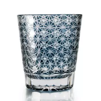 GREEM MARKET Изделия ручной работы с деревянной коробкой Изделия из стекла Стекло Kiriko Чашка Стекло Shochu Узор соединения хризантем Стекло Kiriko Номер продукта GMS02236NW тёмно-синий