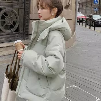 Green 90 white duck down jacket women s winter 2024 new small short hooded thickened fried street S weight 85-108