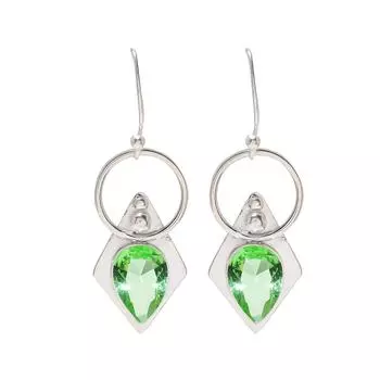 Green Amethyst 925 Sterling Silver Earring V1709, Green Earring, Pear Earring, Valentin s Day Gift, Gift For Her, Birthday Gift, Handmade Jewelry, Sil