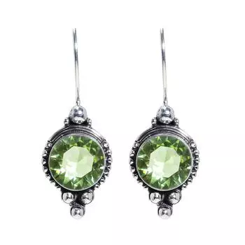 Green Amethyst 925 Sterling Silver Earring V6875, Green Earring, Round Earring, Valentin s Day Gift, Gift For Her, Birthday Gift, Handmade Jewelry, Si