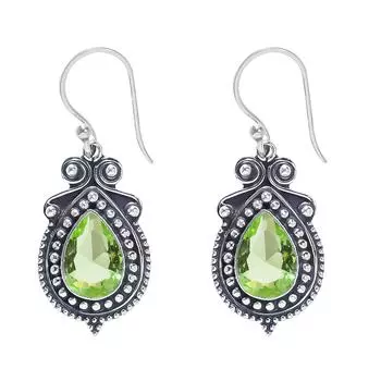 Green Amethyst 925 Sterling Silver Earring V7434, Green Earring, Pear Earring, Valentin s Day Gift, Gift For Her, Birthday Gift, Handmade Jewelry, Sil