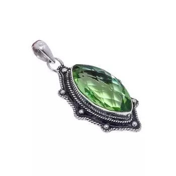 Green Amethyst 925 Sterling Silver Pendant V9024, Green Pendant, Marquish Pendant, Valentin s Day Gift, Gift For Her, Birthday Gift, Handmade Jewelry,