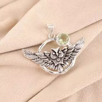 Green Amethyst Gemstone 925 Solid Silver Jewelry Handmade Necklace Pendant 1.48 CP-17-37