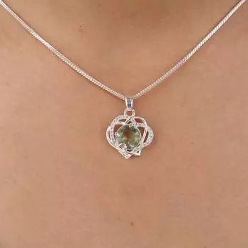 Green Amethyst Gemstone 925 Sterling Silver Jewelry Zircon Bridal Pendant 0.84 CZP-14-13