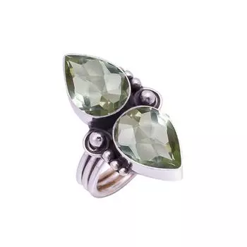 Green Amethyst Gemstone 925 Sterling Silver Ring V9367, Green Ring, Pear Ring, Valentin s Day Gift, Gift For Her, Birthday Gift, Handmade Jewelry, Sil