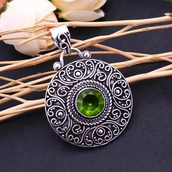 Green Amethyst Gemstone Handmade 925 Sterling Silver Pendant 1.75 u7O97