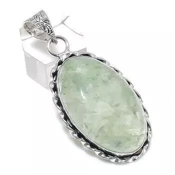 Зеленый Апатит Драгоценный камень Ручной работы 925 Стерлинговое серебро Ювелирная подвеска 2.17 t3o29