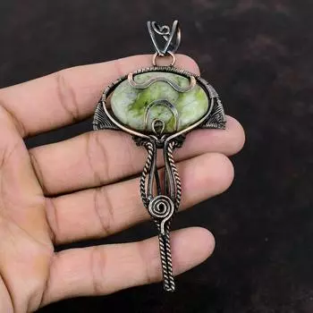 Green Aragonite Pendant Copper Wire Wrapped Jewelry Gemstone Pendant Green Aragonite Jewelry Handmade Women Pendant Copper Wire Wrap Pendant