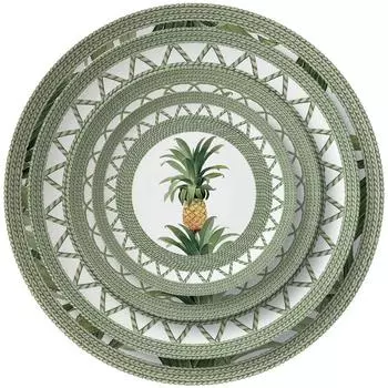 Green Bone China Pineapple Pattern Western Dining Plate Porcelain Cafe Cup Mug and Saucer Hotel Restaurant Ceramic Steak Plate