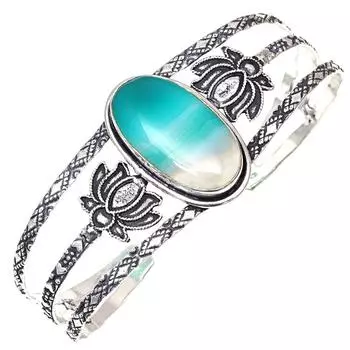 Green Botswana Agate Gemstone Silver Jewelry Cuff Bracelets 7 Adjustable