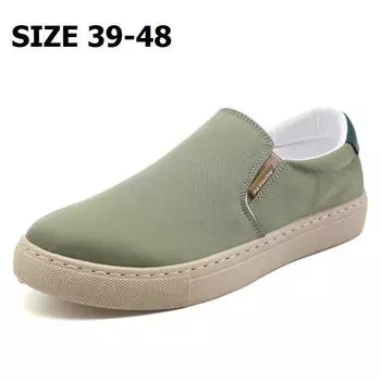 Green Canvas Sneakers Men s Autumn Loafers Shoes Male Sneakers Man Slip-Ons Sporty Outdoor Driving Clipper Boat Shoes Moccasins CN 39 серый