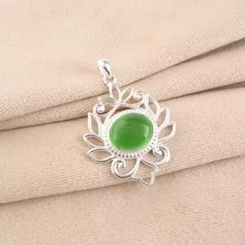 Green Cat s Eye Gemstone 925 Fine Silver Jewelry Handmade Chain Pendant For Gift CP-1-44