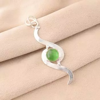 Green cat s Eye Gemstone 925 Stamped Silver Jewelry Handmade Green Stone Pendant PP-44-39