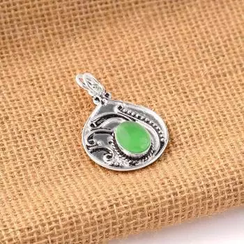 Green Cat s Eye Gemstone 925 Sterling Silver Jewelry Handcrafted Pendant 1.45 PP-27-38
