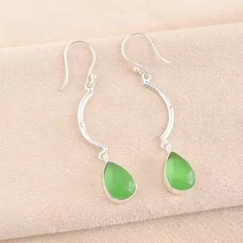 Green Cat s Eye Gemstone 925 Sterling Silver Jewelry Partywear Earrings 2.60 EE-43-46