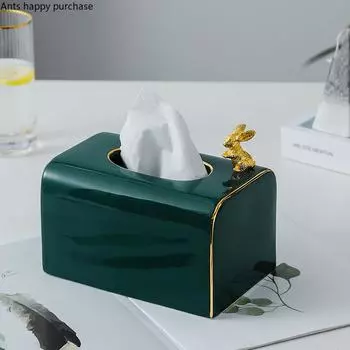 Green Ceramic Tissue Box Animal Decorative Napkin Box Paper Boxes Tissue Organizer Tissue Storage Boxes Paper Towel Holder