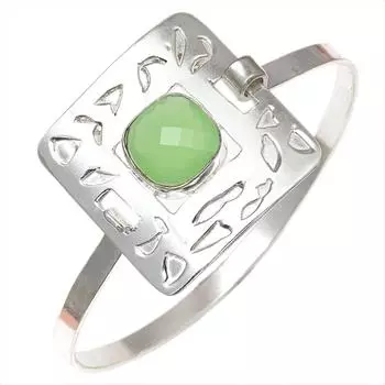 Green Chalcedony Gemstone Handmade Silver Jewelry Cuff Bracelets 7 Adjustable