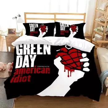 Green Day AMERICAN IDIOT Комплект постельного белья Single Twin Full Queen King Size Комплект постельного белья для взрослых детей в спальню, пододеяльники, простыни 135X200cm-2pcs